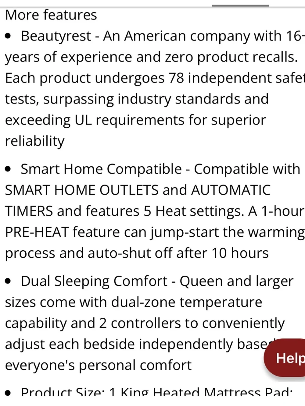 BeautyRest Heated Mattress Pad-Cotton Blend with 5 Heat Settings KING